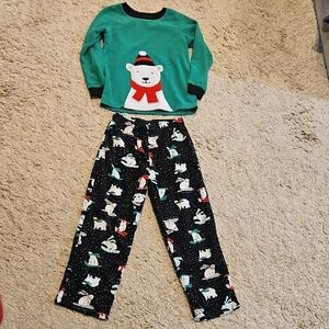 Carter's Green and Black Polar Bear Pajama Set size 7
